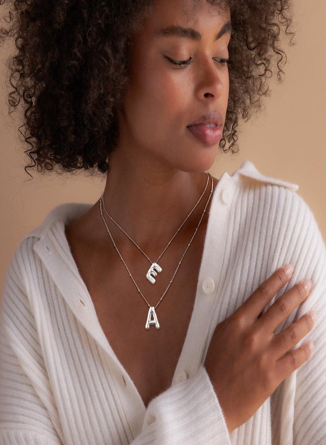 MFRYK Bubble Letter Necklace Silver For Women,Sterling Silver Plated Balloon E Initial Letter Pendant Necklace,Dainty Charm Chunky E Initial Necklaces For Women,Custom Name Necklace Jewelry Gift - Image 4